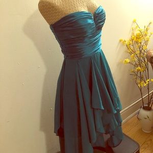 Elegant strapless Turquoise Dress